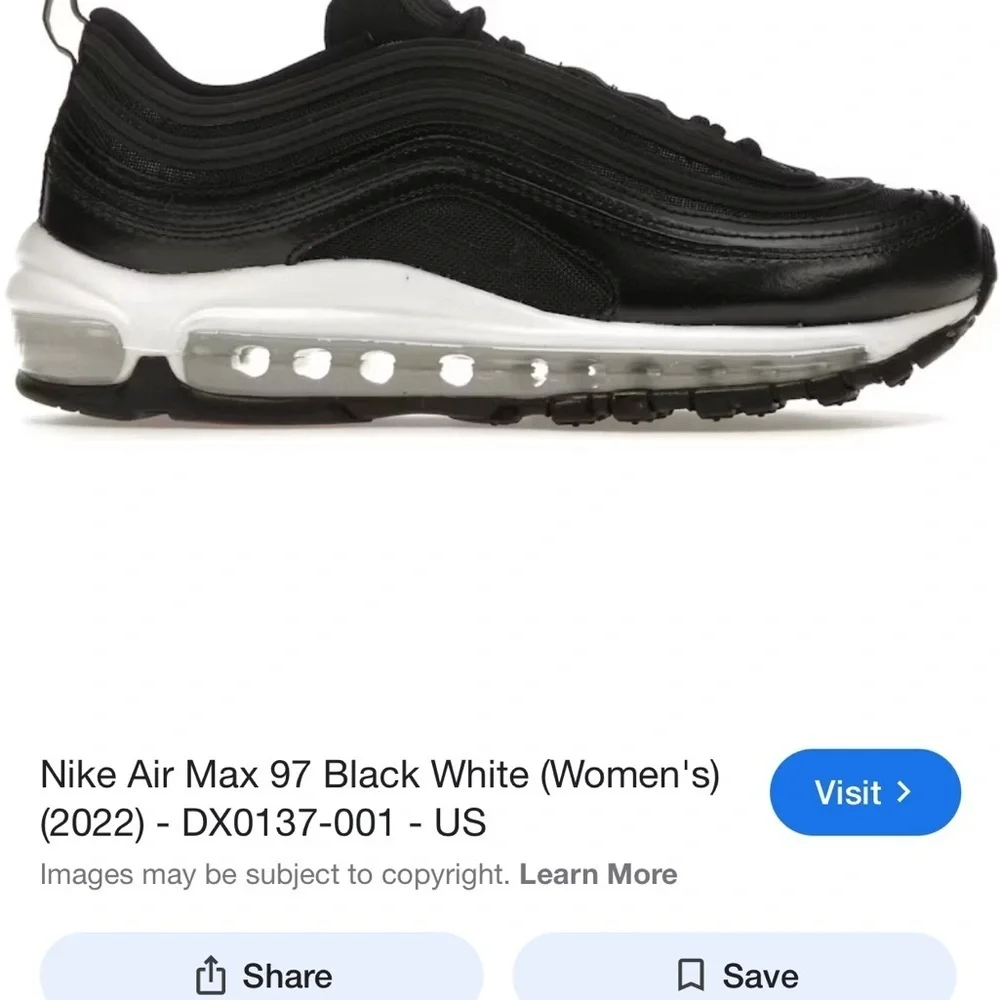 Nike Women’s AirMax 97 Black Sneakers DX0137-001 Size 8.5